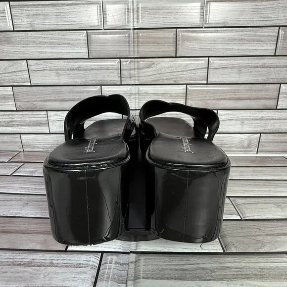 Jeffrey Campbell Black Shiny Bubblegum Mule Sandal Shoe Size 6-NEW - Picture 5 of 9